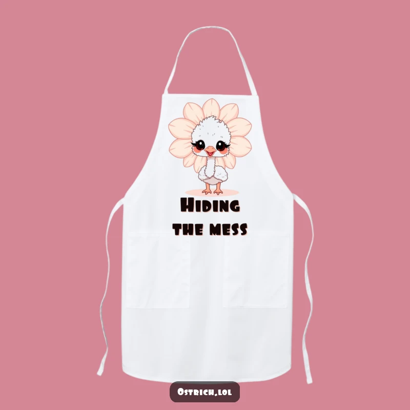Funny Ostrich Flower Peek Apron: Cute Baby Bird Kitchen Wear, Funny Gifts