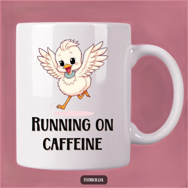 Funny Ostrich Chick Running Mug: Flap with Excitement