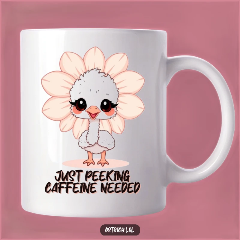 Funny Ostrich Flower Peek Mug: Adorable Baby Bird Gift for Bird Lovers