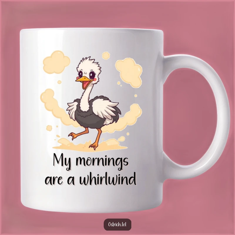 Funny Ostrich Kicking Dust Mug - Hilarious Action Gift for Bird Lovers