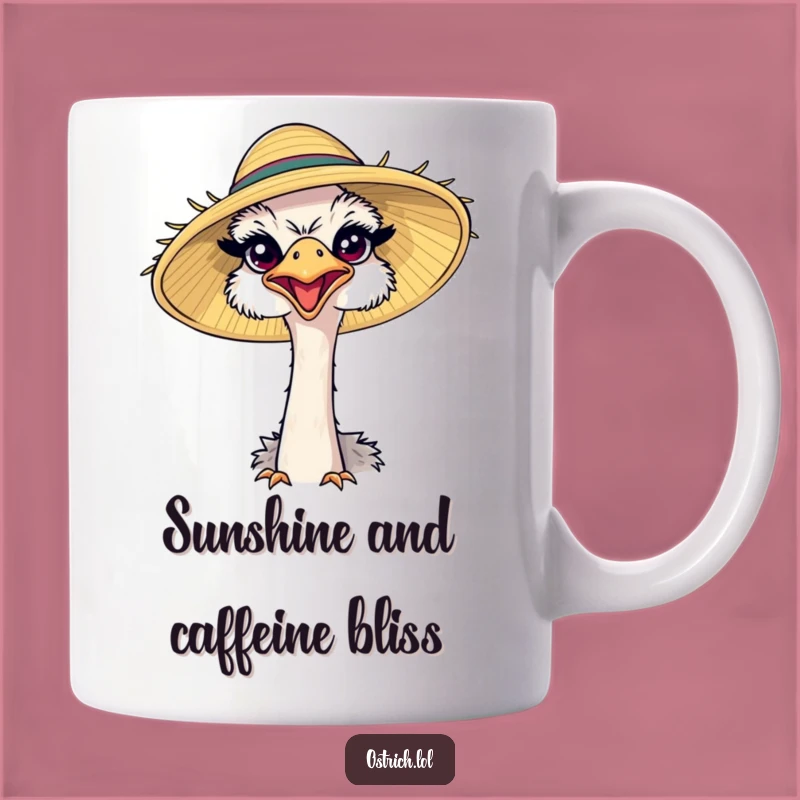 Funny Ostrich Sun Hat Mug: Hilarious Happy Bird Gift for Sunny Days