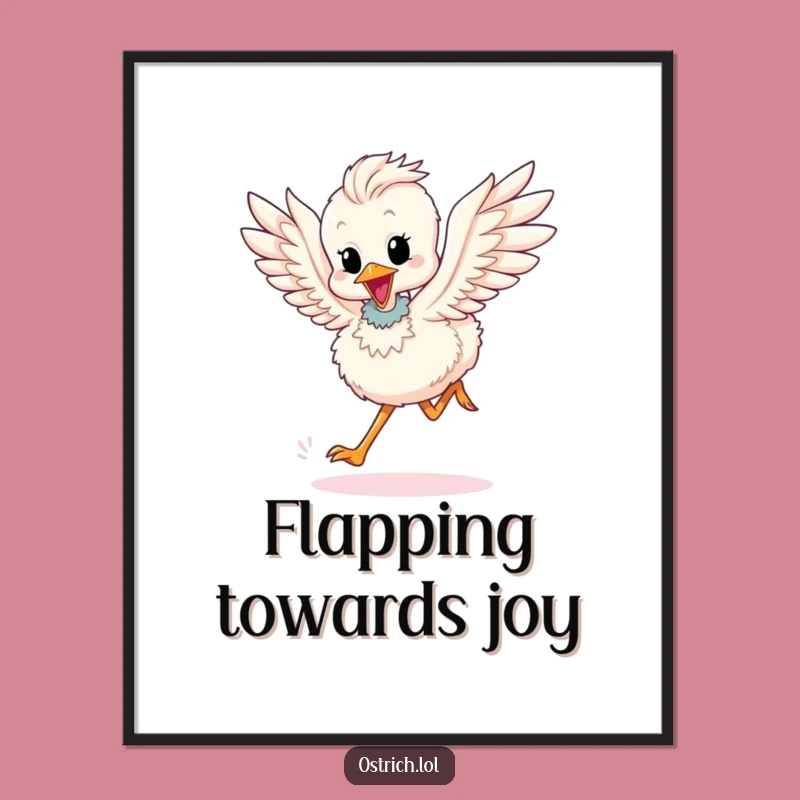 Funny Ostrich Chick Running Digital Art: Instant Energy