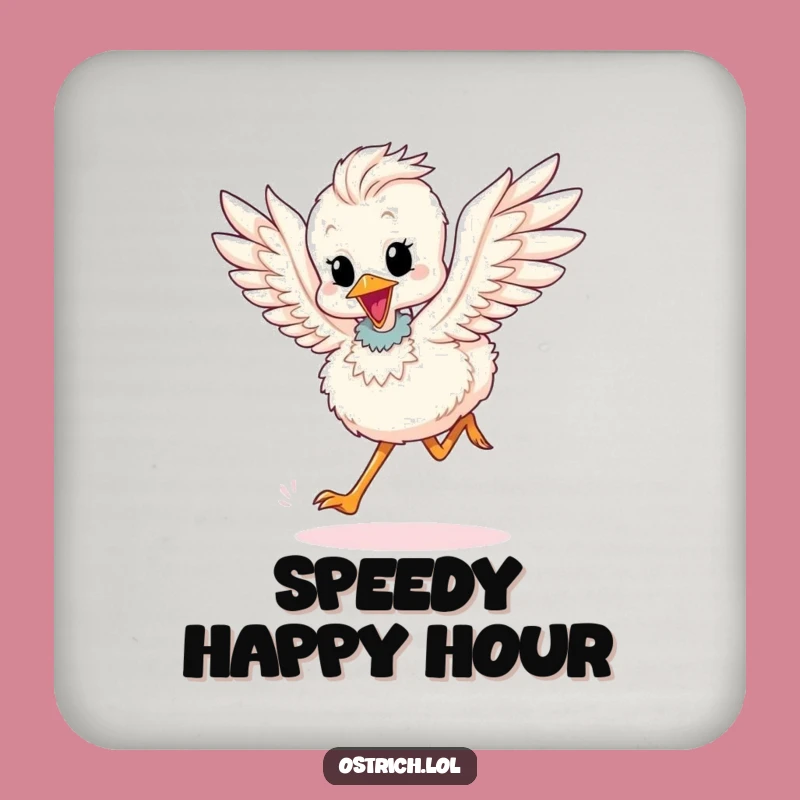 Funny Ostrich Chick Running Coaster Set: Protect with Pace