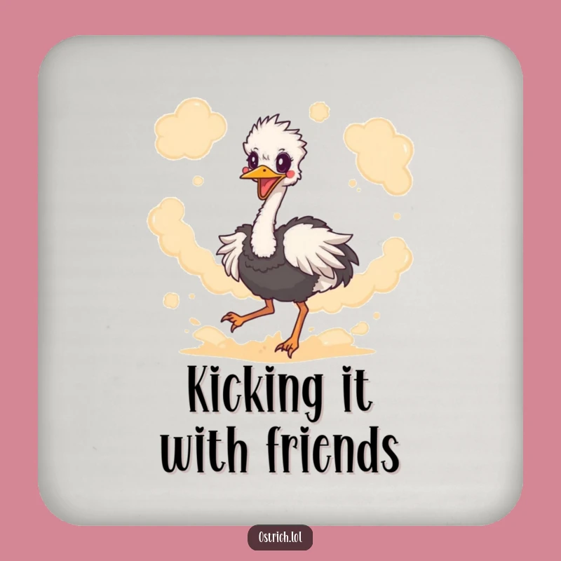 Funny Ostrich Dust Cloud Coaster - Protect Surfaces with Hilarious Bird Art