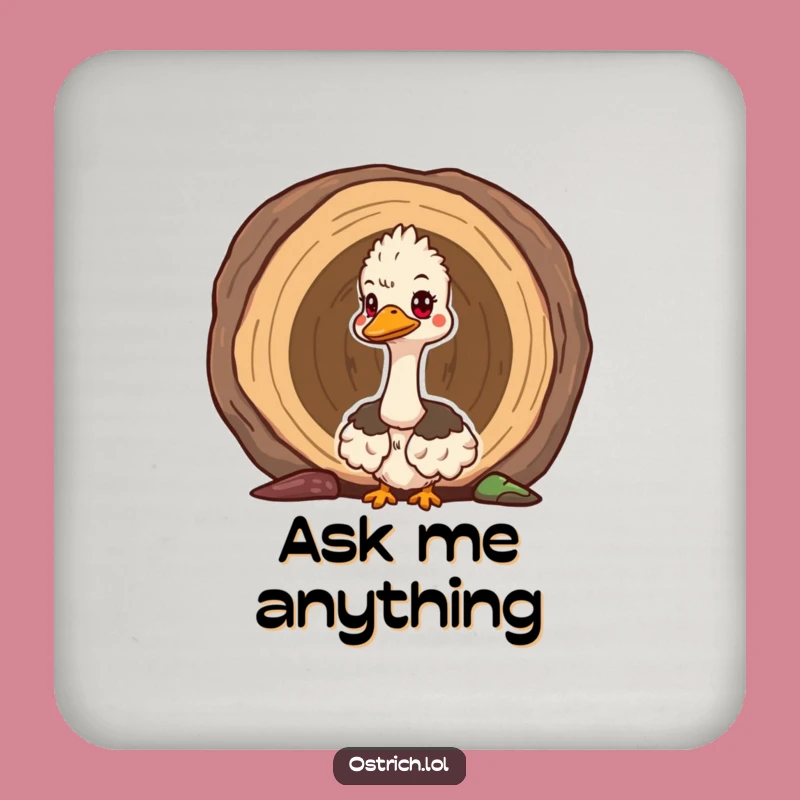 Funny Ostrich Log Peek Coaster: Curious Bird Drink Protector, Funny Gift