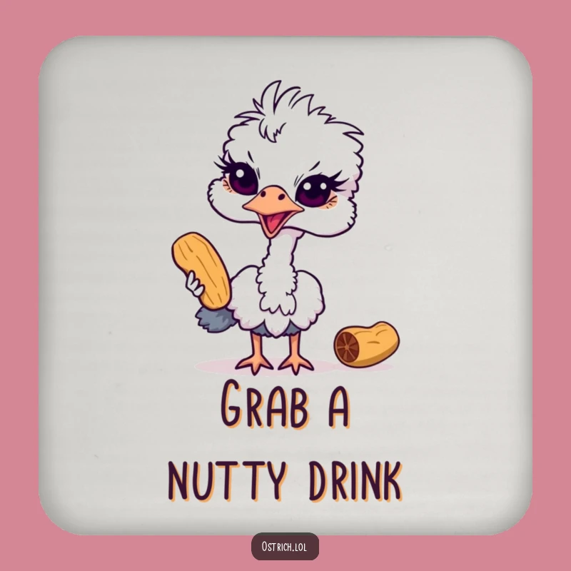 Funny Ostrich Peanut Thief Coaster: Hilarious Bird Protection for Tables