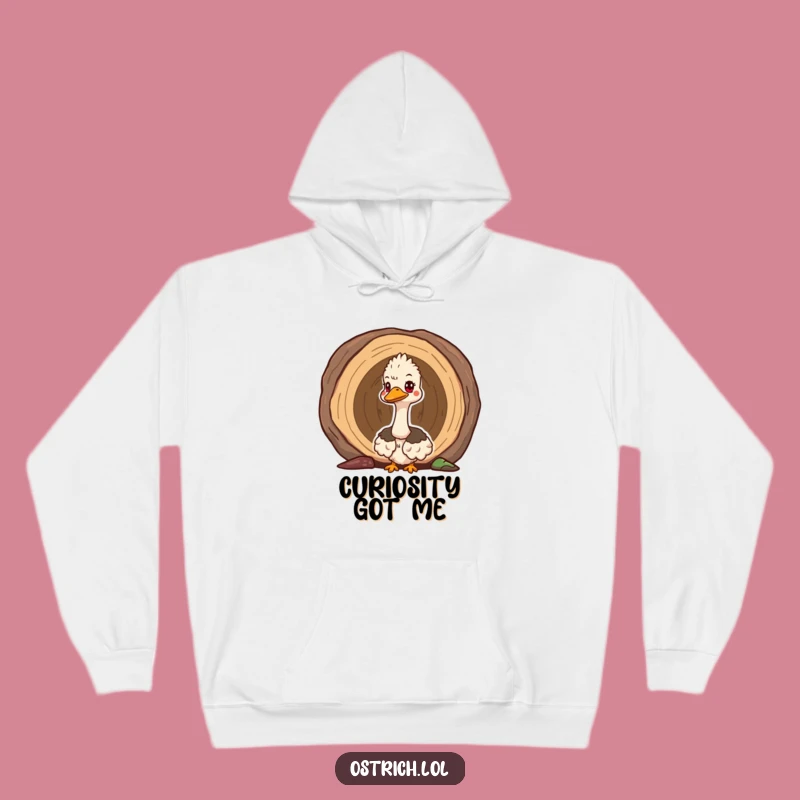 Funny Ostrich Log Peek Hoodie: Cozy Curious Bird Sweatshirt for Funny Gifts