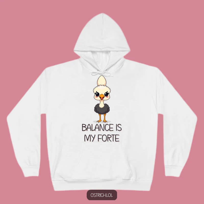 Funny Ostrich Balancing Hoodie - Cozy & Comedic Bird Gift