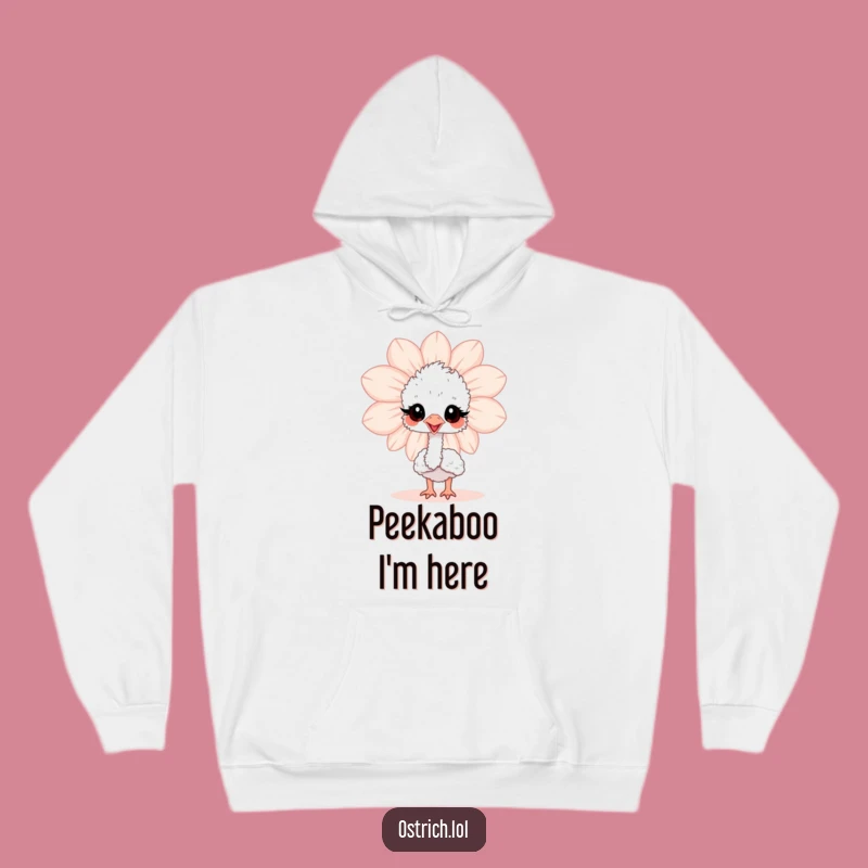 Funny Ostrich Flower Peek Hoodie: Cozy Baby Bird Sweatshirt for Funny Gifts