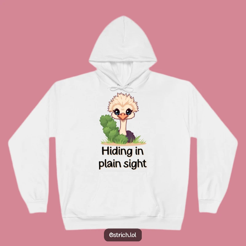 Funny Ostrich Peeking Hoodie, Cozy Shy Character, Warm & Humorous Gift