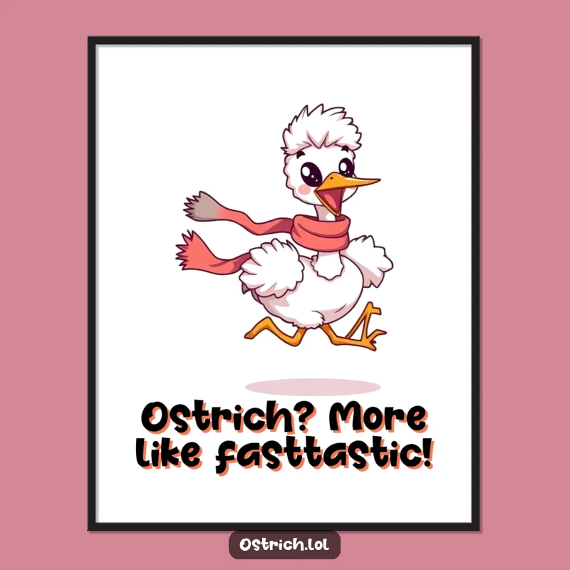 Free Printable Ostrich Art: Funny Running Downloadable Wall Decor