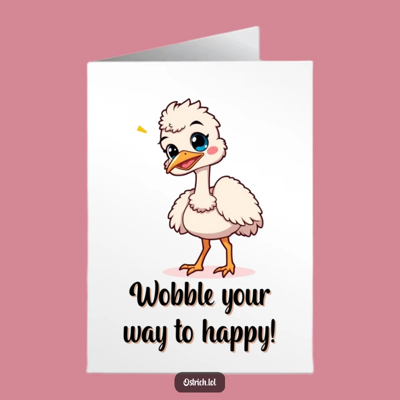 Funny Free Printable Birthday Card: Giggling Ostrich Dance Surprise Downloadable Gift