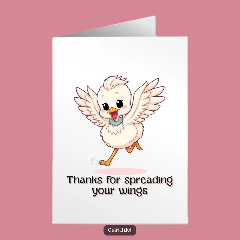 Free Printable Thank You Card: Ostrich Chick Running - Funny Downloadable Gratitude