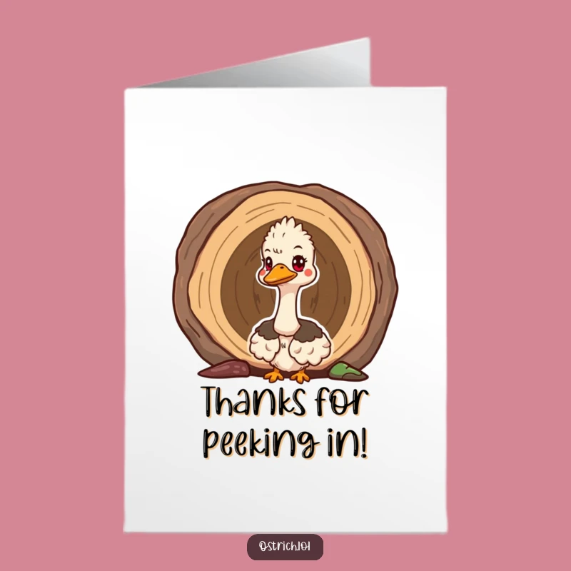 Free Printable Thank You Card: Ostrich Log Thanks, Funny DIY Downloadable Gift