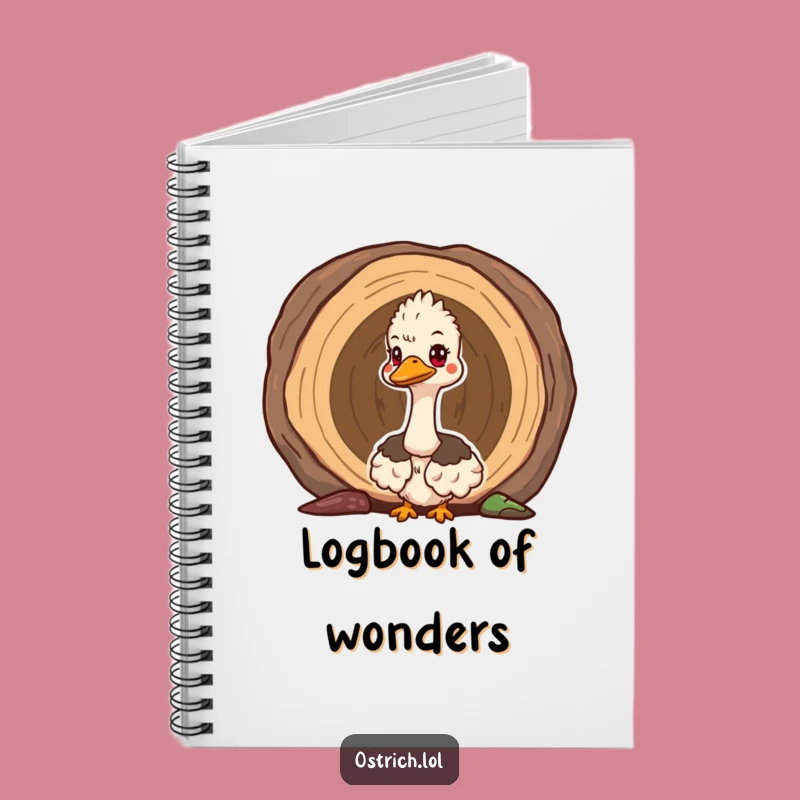Funny Ostrich Log Peek Notebook: Curious Bird Journal for Inquisitive Notes