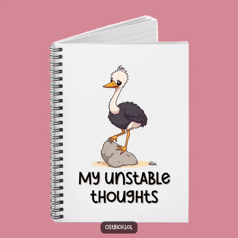 Funny Ostrich Balancing Rock Notebook: Wobbly Bird Journal, Great for Notes