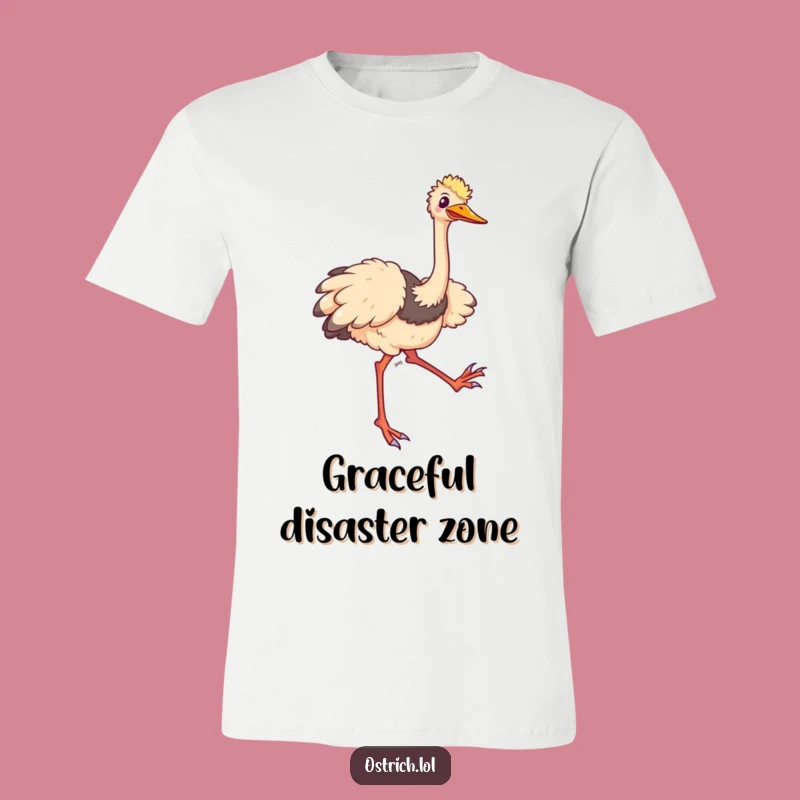 Funny Ostrich Trip T-Shirt: Wear Your Mishaps with Mirth